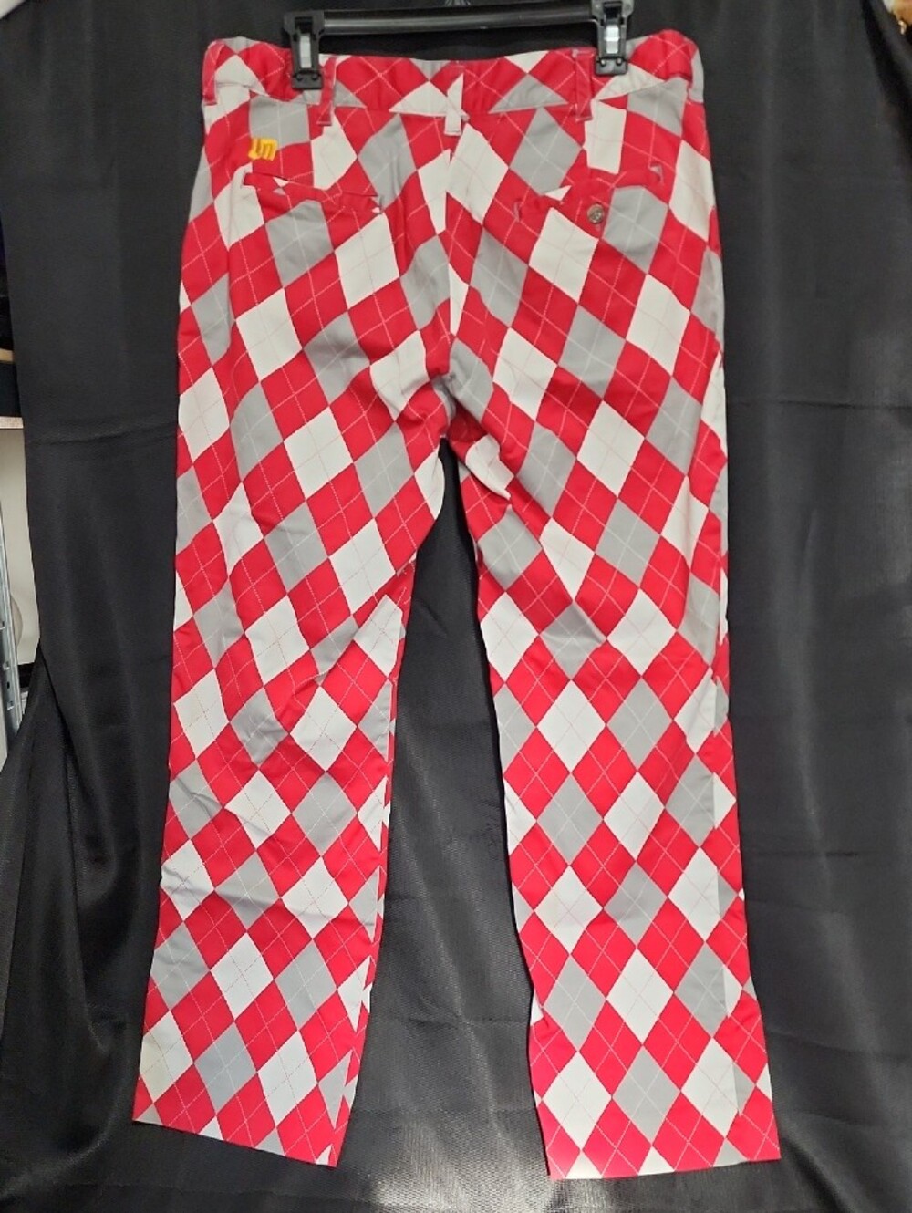 Loudmouth Red And Gray Argyle Men's Pants View 2